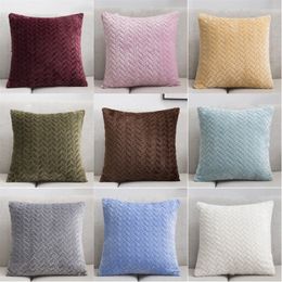 Textured Knitted Pillowcase Decorative Throw Pillow Covers for Sofa Bedroom Square Beige 16x16 inch 10 Colours