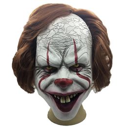 Stephen King's Clown Mask Full Face Horror Joker Mask Latex Masks Clown Mask Halloween Cosplay Costume Props Party Masks WVT0944