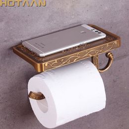 Antique Brass Toilet Paper Holder Bathroom Mobile Holder Toilet Tssue Paper Roll Holder Bathroom Storage Rack Accessory YT-1492B Y200407