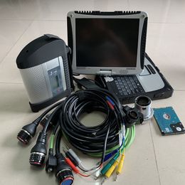 top quality mb star diagnostic tool mb sd c4 with 2023.12c hdd plus c4 multiplexer obd2 cables cf19 laptop 4G touch screen