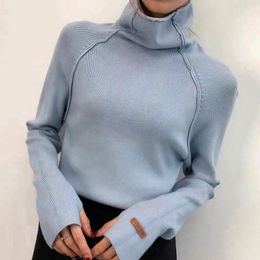 High Quality Turtleneck Sweater Women Pullover Autumn Winter Solid Knitted Sweater Casual Female White Oversized Sweater T200101