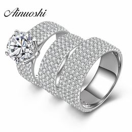 New Promotion 3pcs Ring Set Women Men Lovers Promise Party Lover's Ring Wedding Engagement Sona Bridal Rings Set Finger Gift Y200106