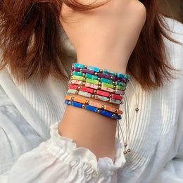 Retractable Bracelet Strands turquoise Women Cube color Fantasy Agate Woven Bracelets Retro wind