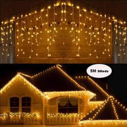 Garland Christmas Lights LED Curtain Icicle String Fairy Light 5M Luces Led Decor Party Garden Stage Outdoor Waterproof Lighting Y201020