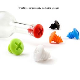 Wine Bottle Stopper Creative Screw Shape White Wine Red Wine Fresh-keeping Silicone Bottle Stopper Kitchen Tools XD24507