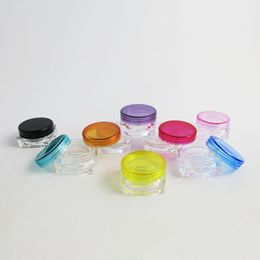 Square Container small plastic cosmetic packaging cream lotion bottle jar with black white yellow blue pink orange cap 200pcs