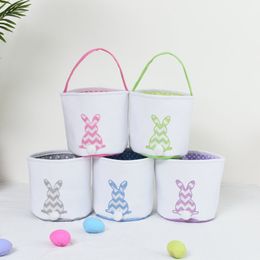 120pcs Easter Egg Storage Basket Canvas Bunny Ear Bucket festives Favours Creative Easter Gift Bag With Rabbit Tail Decoration By Sea DAP441