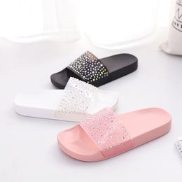 New American hotsale PVC slides Sandals Women Bright Diamond Casual Outdoor lady mules shoes Beach slipper beach lady shoes X1020