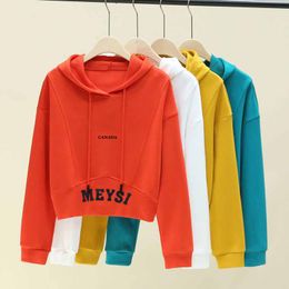 Spring and Autumn New Women's Hoodies Fashion Designer Short Sweater High Waist Small Loose Hooded Top