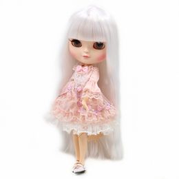 blyth doll icy licca body joint body New pure white supple long straight hair 1 6 30cm gift toy LJ201031
