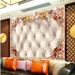 European style marble relief pattern soft wrap mural living room 3d stereoscopic wallpaper