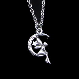 Fashion 25*14mm Fairy Angel Moon Star Pendant Necklace Link Chain For Female Choker Necklace Creative Jewellery party Gift