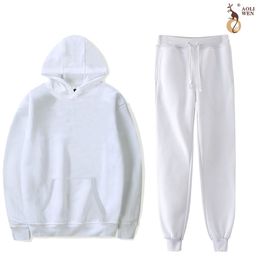 Aoliwen brand Tracksuit Men Sets Winter Hoodies Pants 2 Piece Set Fashion Hoody Men Sweatshirt Sport Joggers Sweatpants Suit LJ201126