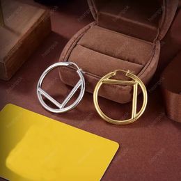 Çember Küpe Tasarımcısı Altın Gümüş Küpe Kadın Mücevherleri Luxurys Moda Büyük Çember Küpe Mektupları F Stud Hoops Toptan 22021804R