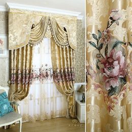 New Curtain for Dining Living Bedroom Room Custom Luxury European Water Soluble Embroidery Screens Valance LJ201224