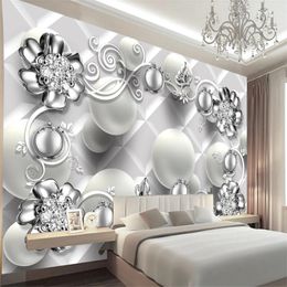 Custom 3d stereoscopic wallpaper 3D stereo jewelry wallpapers mural living room TV background wall window mural wallpaper