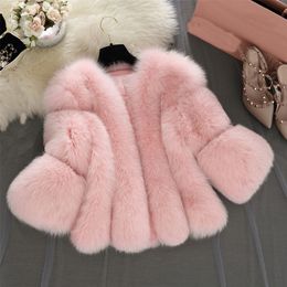 Fux Fur Coats S-4xl Women Winter Warm White Pink Faux Coat Elegant Thick Outerwear Fake Jacket Chaquetas Mujer 201209