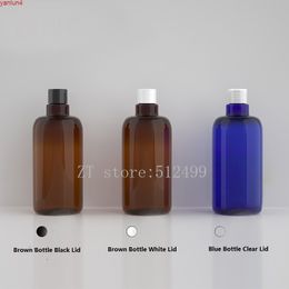 500ml 20pcs/lot PET Empty Refillable Cosmetic Blue/Brown Lotion Bottle,DIY Portable Black/White/Clear Lid Makeup Liquid Packagehigh qualtity