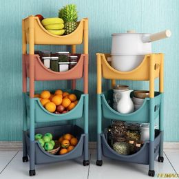 Hooks & Rails Kitchen Shelves Floor Multi-layer Fruit And Vegetable Basket Storage