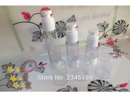 15ML 30ML 50ML Transparent Airless Bottle With Flat Head Round Mouth , Plastic Cosmetics Packaging, 20 Piece/Lots