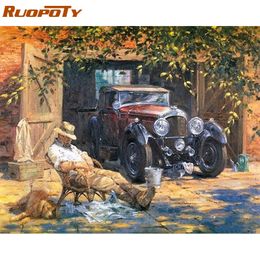 Ruopoty entspannen Sie Auto Canvas Bild DIY -Malerei nach Zahlen Acrylfarbe Vintage Malerei Hand bemalt für Home Wall Art Decor Y200102