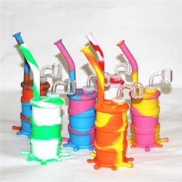 Barrel Silicone Bong Water Pipes Portable Silicone dab Rigs Detachable Hookahs Unbreakable Smoking Oil Concentrate Pipe