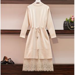 sweater dress women straight sweater autumn winter dress female casual loose knit dress 201126