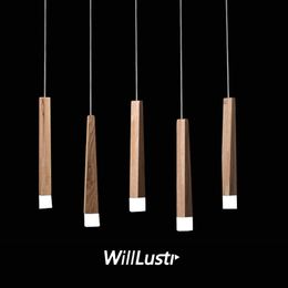 Minimalist Wood LED Pendant Lamp Matchstick Suspension Light Dinning Meeting Room Office Bar Counter Acrylic Hanging Lighting