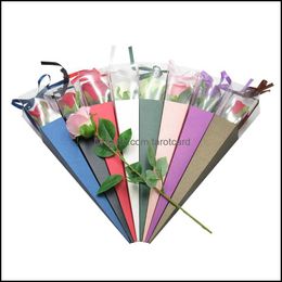 Packaging Paper Packaging, Printing & Office School Business Industrial Creative Wrap Box Eco-Friendly 42Cm Colorf Single Flower Folding Flo