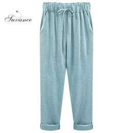 Suvance Cotton Linen Ankle Length Loose Thin Spring Plus Size M-6xl Women Harem Pants T200319