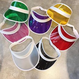 Summer Unisex Bicycle Men's Cap Women's Cycling Candy Color Transparent Empty Top Plastic PVC Sunshade Hat For The Caps & Masks