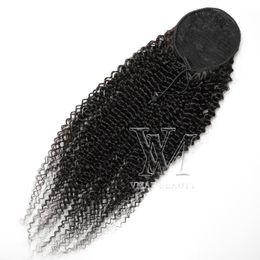 VMAE Brazilian Human Hair Ponytail Natural Colour Kinky Curly 120g Horsetail Unprocessed Virgin Human Hair Extensions