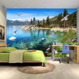 Wallpapers Customise High-definition Natural Lake Scenery Background Mural Wallpaper Decorative Painting Custom Large Green Wallpaper1