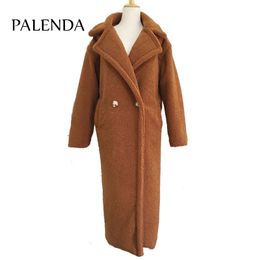 120cm extra longer length teddy curl X-long maxi faux fur coat thick warm brown 201110