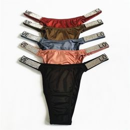 5pcs a set Sexy Women Thongs letter Rhinestones Low Waist G-string Thong Shorts Briefs Diamonds T-back Fitness Triangle Panties 201112