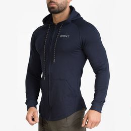 Fashion- Winter new Mens cotton Hoodies Fashion Casual Zipper sweatshirt gyms fitness workout Man slim fit sportswear clothing