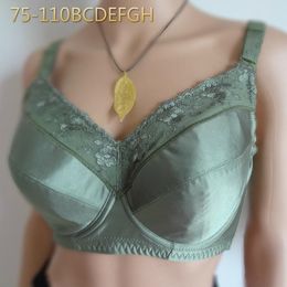 Big Cup Women's Full Coverage Underwear Brand Embroidery Bra Black Green large Size 34 36 38 40 42 44 46 48 B C D E F G H 201202