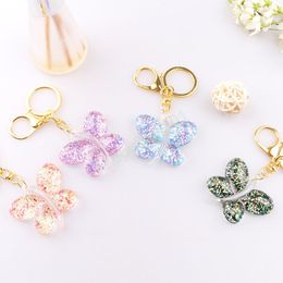 8 Colours Butterfly Pendant Acrylic Key Chain Colourful Butterfly Keychain Bag Key Ring Gift Lady Keychains