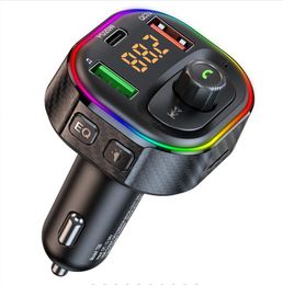 FM Transmitter Car Bluetooth MP3 Audio Player Wireless Handsfree Car Kit with 20W PD Type-c 18W QC 3.0 Fast USB Charger T86 Carbon