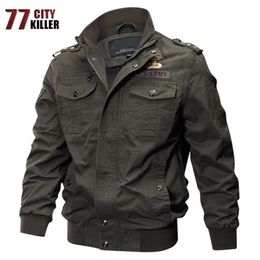 77City Killer Military Pilot Jackets Men Bomber Cotton Coat Tactical Army Male Casual Air Force Flight Size M-6XL 220301