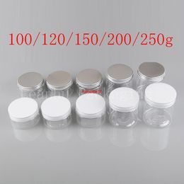 Transparent empty round cosmetic cream PET container clear plastic bottle for packaging Powder jar ,bath salt pot lidshipping