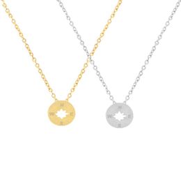 Pendant Necklaces Tiny Round N W S E Compass Necklace For Women Men East South West North Directional Gold-color Outdoor Travel Jewellery