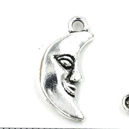 Moon Alloy Charm Pendants For Jewellery Making, Earrings, Necklace And Bracelet 19*9mm Antique Silver 100Pcs