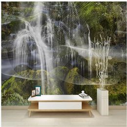 custom photo wallpaper Waterfall forest wallpapers large background wall decoration painting 3d landscape wallpaper