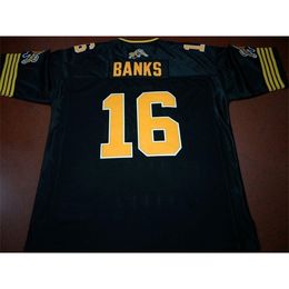Free shipping 2604 Hamilton Tiger-Cats #16 Brandon Banks real Full embroidery College Jersey Size S-4XL or custom any name or number jersey