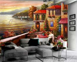 3d European Style Wallpaper The Elegant Girl in the Seaside Flower Room 3d Wallpaper Living Room Bedroom Wallcovering HD Wallpaper