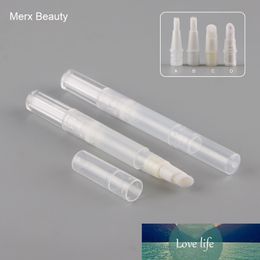 50PCS 3ML Transparent Plastic Twist Pen With Multi Brush Head, Empty Portable Cosmetic Pen, Lip Gloss Tube,Dial Up/wind up Pen