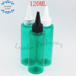 120ml Empty Green E liquid Plastic Container With Pointed Mouth Cap,Empty Cosmetics Container,Refillable Shampoo Packing Bottles