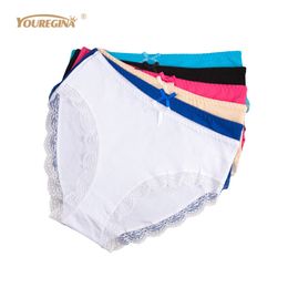 YOUREGINA Women Panties Plus Size Sexy Lace Large Briefs Underwear Cotton High Waist 4XL Ladies Intimates 6pcs/lot 201112