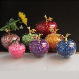 Christmas Gifts Crystal Apple Miniature With Colored Stuffing Luxury Glass Xmas Apple Crafts Home Decoration Accessories Gift Y200903